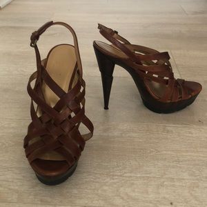 Stuart Weitzman Women's Brown Strappy High-Heel Sandals